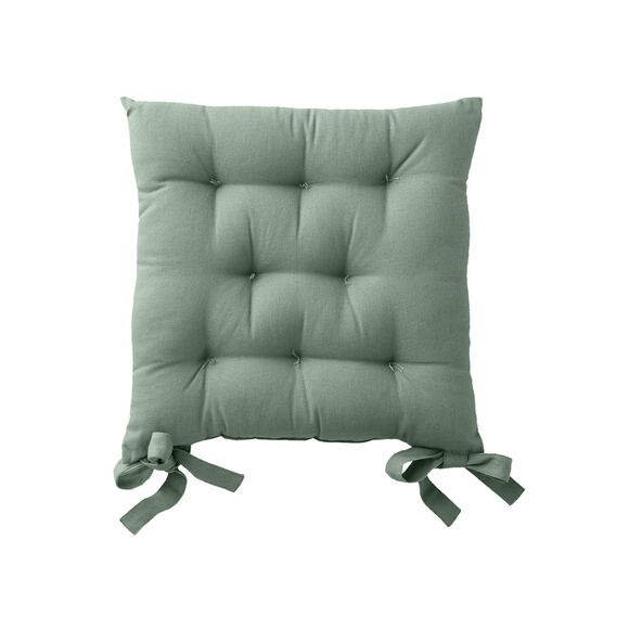 Galette de chaise carrée unie coton bachette - lot de 2 (eucalyptus)