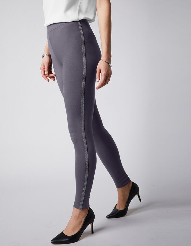 Effen legging met glanzende baan (antracietgrijs)