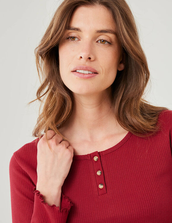 Tee-shirt pyjama manches longues (bordeaux)