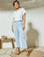 Rechte 7/8-broek met stretch (hemelsblauw)