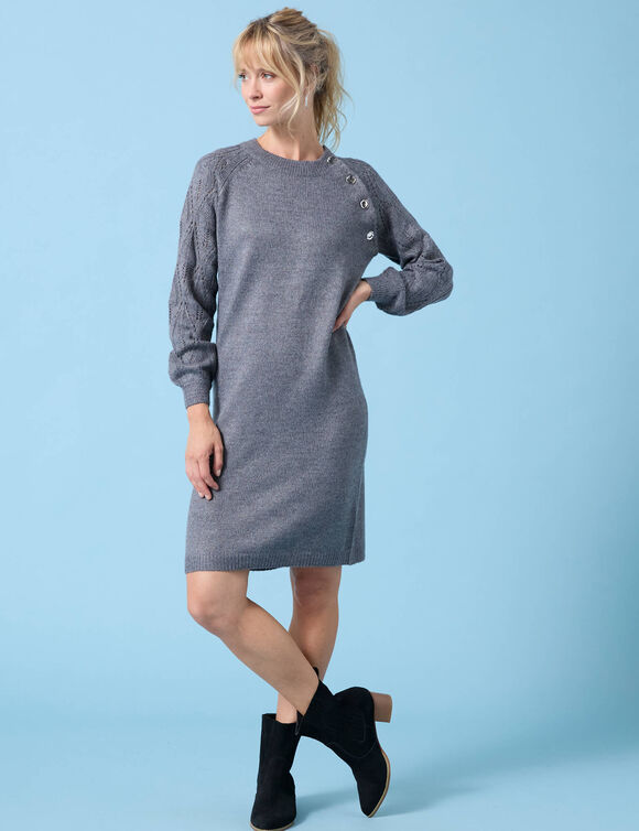 Robe pull Spécial Petites, maille fantaisie toucher doux (anthracite chiné)