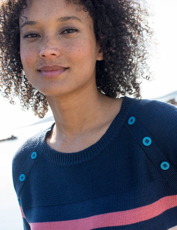 Pull marini&egrave;re manches longues ray&eacute; (marine / multicolore)