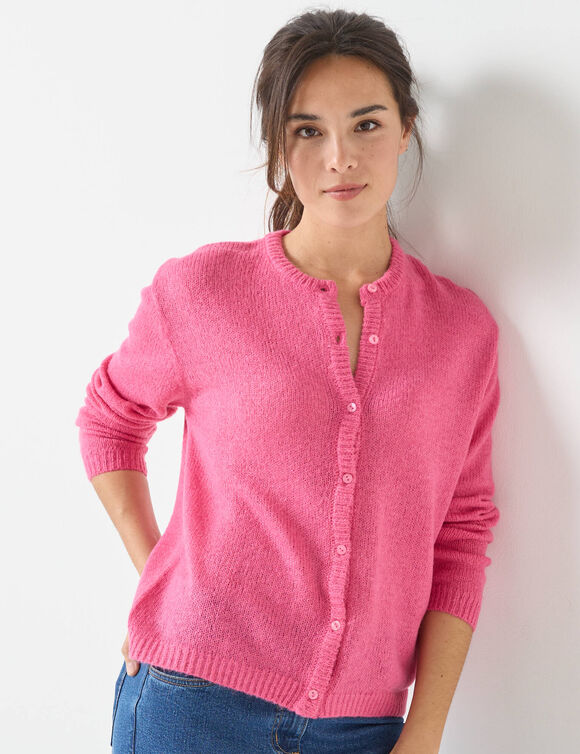 Vest met knopen, mix van wol en mohair (roze)
