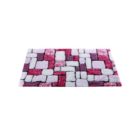 Tapis de bain mosaïque toucher peluche (violine)