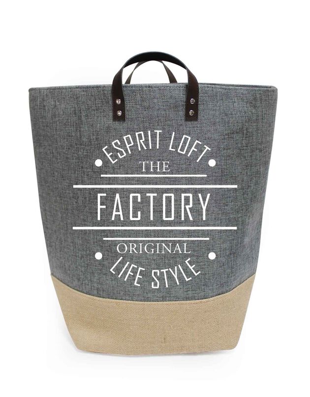 Panier de rangement déco imprimé Lifestyle grand modèle (gris/jute)