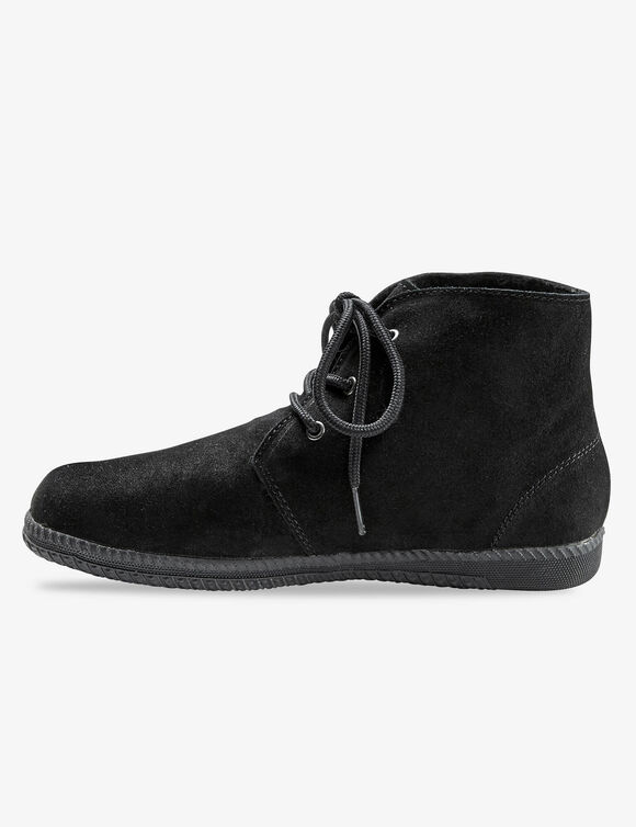 Bottines à lacet en croûte de cuir (noir)