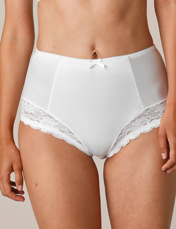 Gaineslip in glanstricot en kant Avila - set van 2 (wit + zwart)