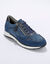 Leren sneakers met rits en veters (jeansblauw)
