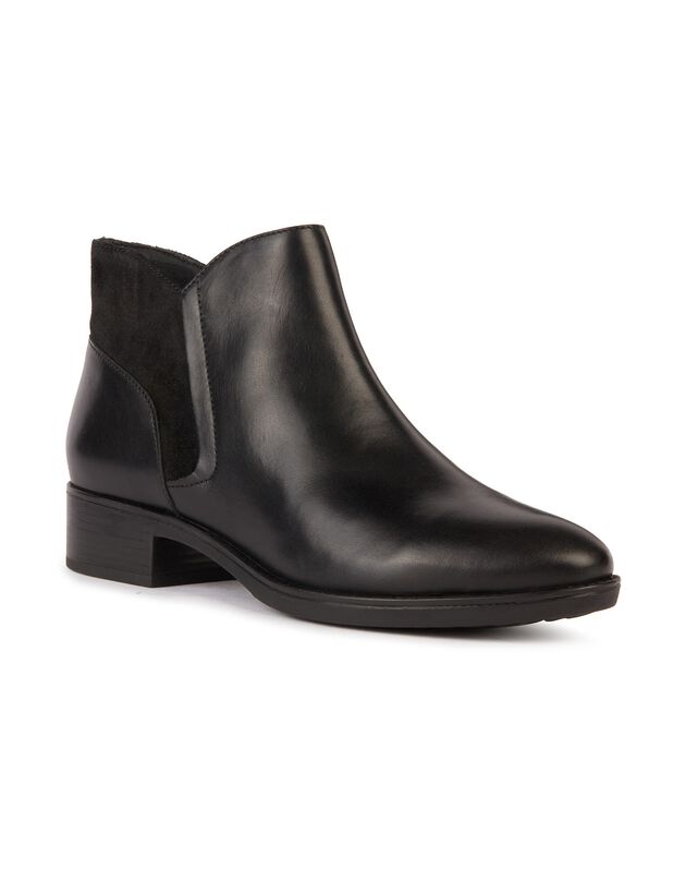 Boots Felicity dessus cuir - largeur confort (noir)