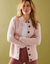 Cardigan in harig fantasietricot (poederroze)