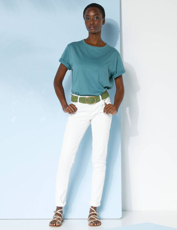 T-shirt "loose" en coton, uni (vert grisé)