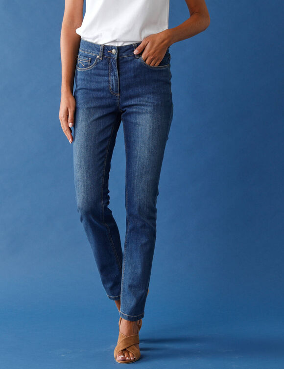 Stretchjeans met recht model (stone)