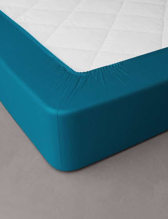 Effen hoeslaken in katoenbatist, hoeken van 40 cm (pauwblauw)