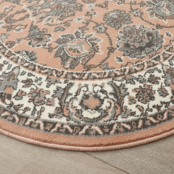 Tapis rond motifs perse (rose)