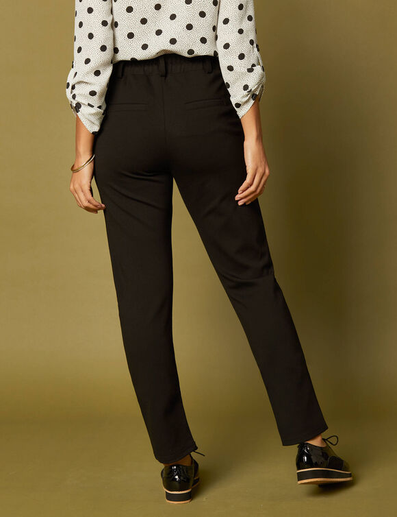 Pantalon chino uni, maille milano (noir)
