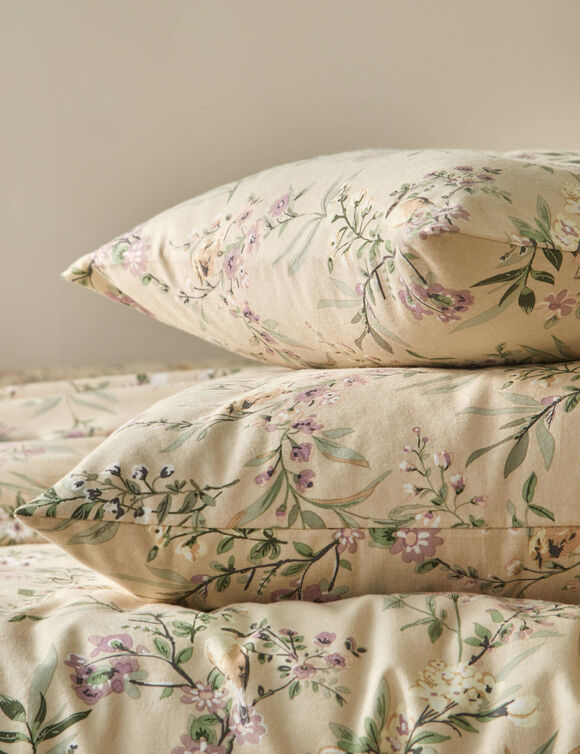 Linge de lit Yseult en flanelle imprim&eacute;e (sable)