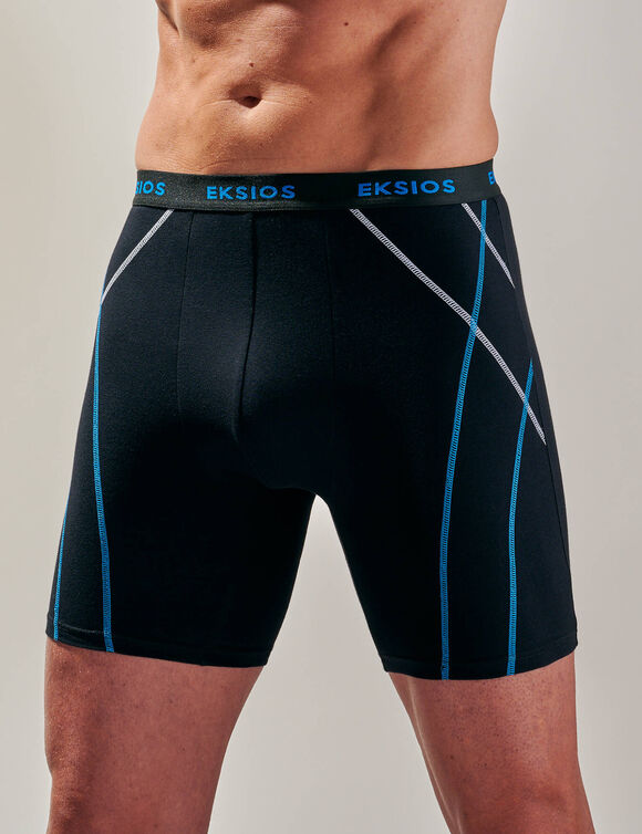 Boxer long à surpiqûres coupe short - lot de 2 (noir + gris)