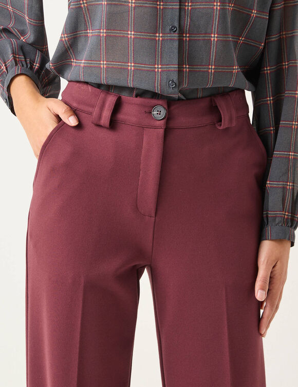Pantalon droit, maille milano (bordeaux)