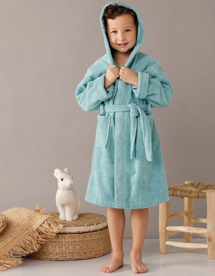 Peignoir enfant éponge bouclette à capuche, vert d'eau Peignoir enfant éponge bouclette à capuche, vert d'eau, hi-res image number 4