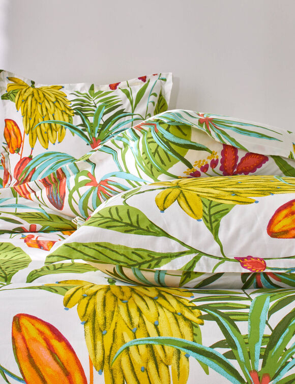 Linge de lit Bali en coton imprim&eacute; (vert)