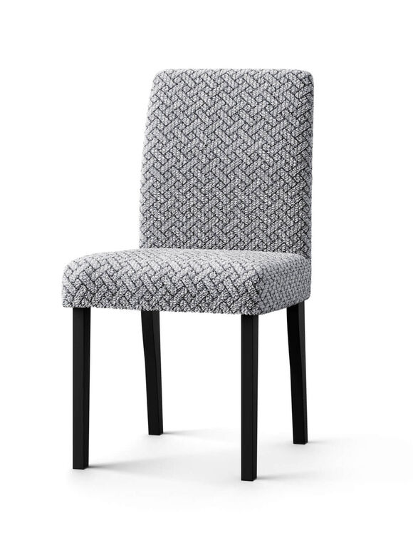 Housse bi-extensible microfibre gaufr&eacute;e graphique sp&eacute;ciale chaise (gris)