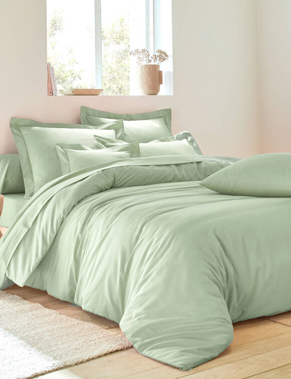 Linge de lit uni - coton 57 fils/cm&sup2; (vert amande)
