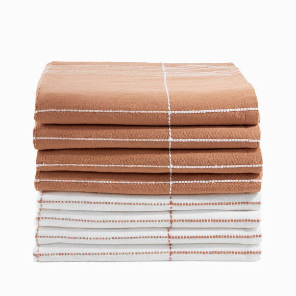 Geruite droogdoeken in katoen - sets (karamel / wit)