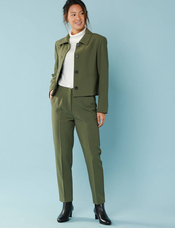 Pantalon cigarette uni, Spécial Petites (kaki)