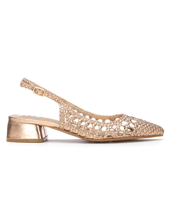 Escarpins slingback tress&eacute;s (rose dore)