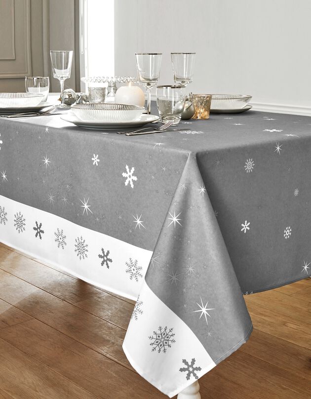 Nappe imprimée flocons (gris / blanc)
