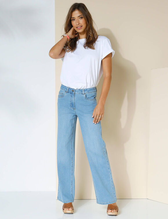Jean coupe large stretch, petite stature (bleached)