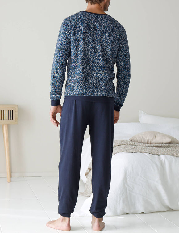  Pyjama pantalon imprim&eacute; (marine / bleu)