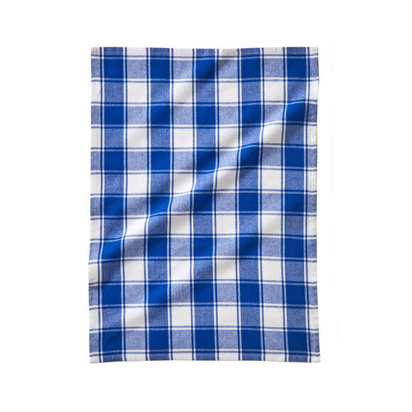 Katoenen droogdoek met ingeweven ruiten - set van 3 (blauw)
