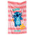 Drap de bain enfant Stitch® personnalisé éponge et velours coton - 320g/m² (rose)