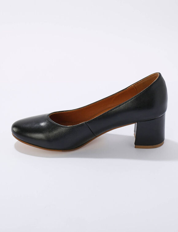 Pumps in glad leer met ronde neus (zwart)