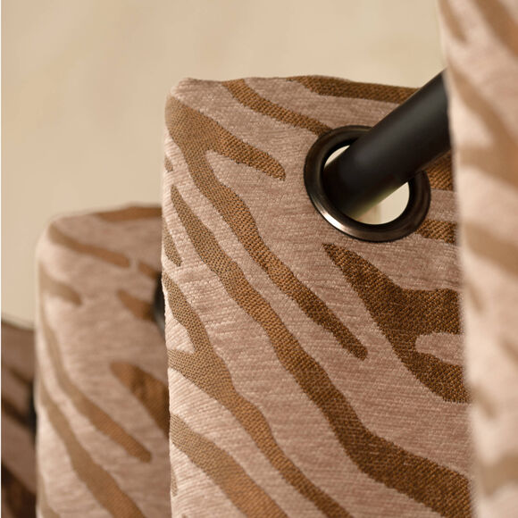 Jacquard-gordijn van chenille met zebraprint (oker)