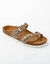 Mules entredoigt léopard talon plat double bride (beige irisé)