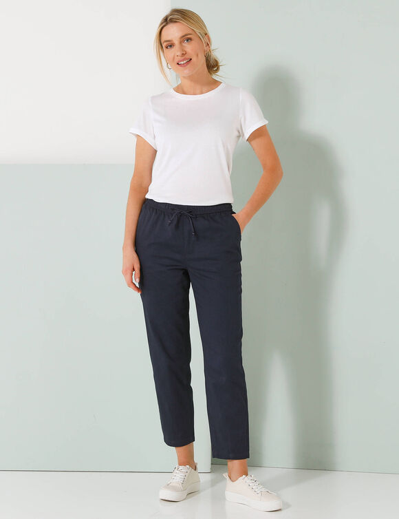 Effen mom fit 7/8-broek, katoen (marine)