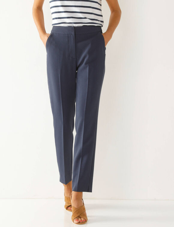 Pantalon 7/8ème coupe cigarette, uni (marine)