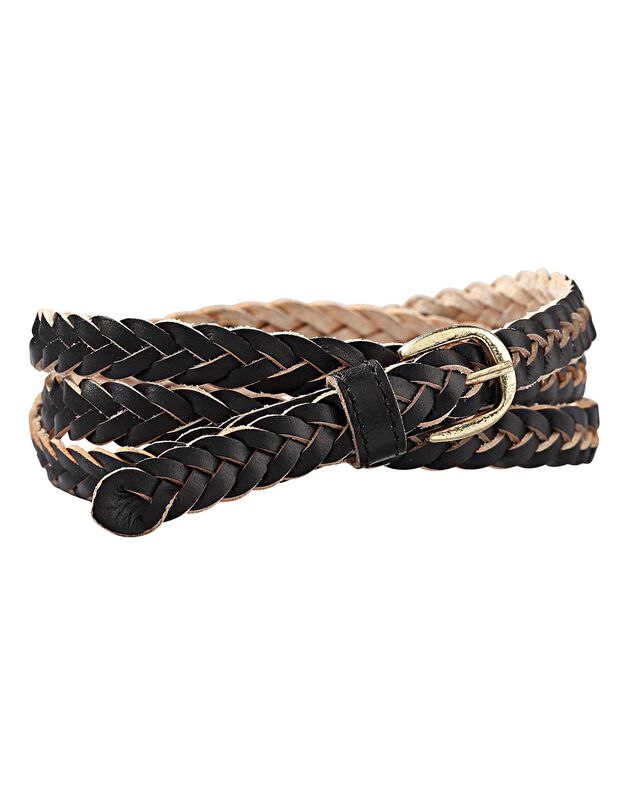Gevlochten leren riem (zwart)