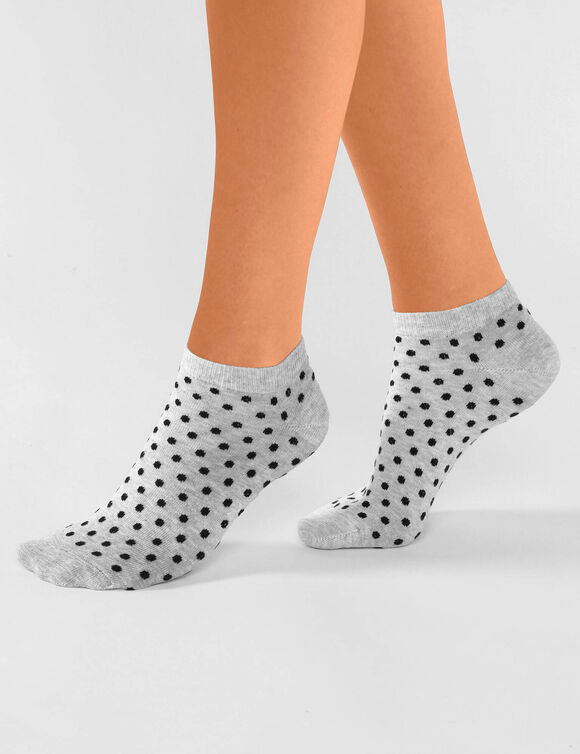 Korte sneakersokken met fantasiestippen - set van 5 paar (grijs / zwart)