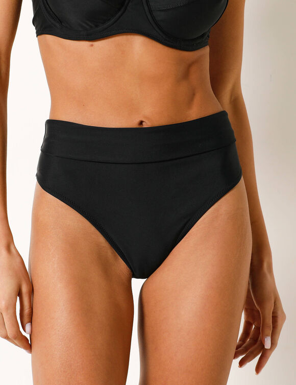 Culotte de bain unie ceinture modulable, Solaro (noir)