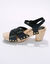  Leren klompen met studs, houten hak (zwart)