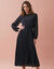 Robe longue pliss&eacute;e en voile et plumetis, manches longues (noir)