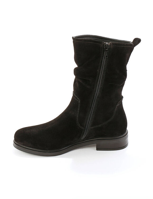Bottes fourrées en cuir plissé  (noir)