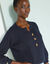 Pull col tunisien manches 3/4, maille fantaisie (marine)