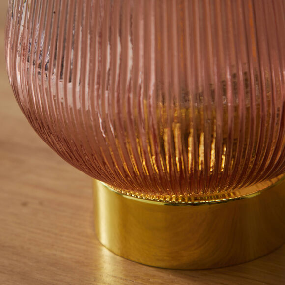 Lampe LED à poser en verre teinté (rose parmé)