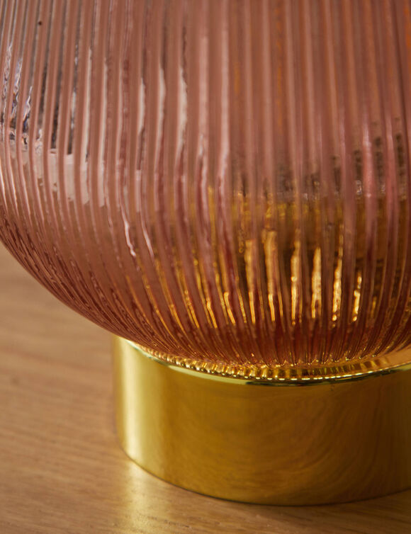 Lampe LED à poser en verre teinté (rose parmé)