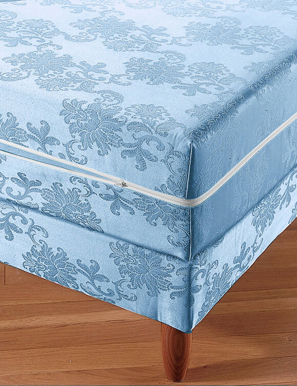 Hoes voor matras of bedbodem met medaillonbestikking 18 cm (blauw)