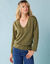 T-shirt met V-hals en glansdraad, kleine lengtes (groen)